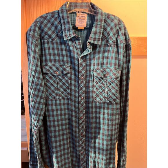 44mm Legendary Work Wear Original Vintage Men’s XL Blue Plaid Snap Button Shirt - Picture 13 of 16